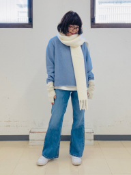 Теплый шарф Uniqlo Soufflé 1159860230 (Молочный One size)