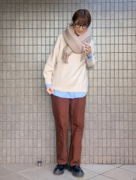 Теплый шарф Uniqlo Soufflé 1159860231 (Бежевый One size)