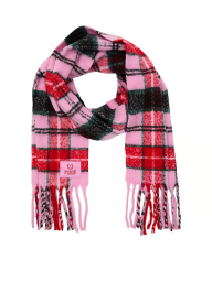 Теплий жіночий шарф Victoria's Secret Pink в клітинку 1159863158 (Рожевий/Червоний One size)