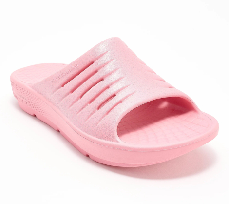 Женские шлепанцы Skechers Go Recover Refresh Glam Up с блеском 38 (8 US) 25,5 см Розовый 1159845190
