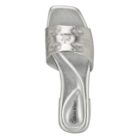 Легкие женские шлепанцы Calvin Klein Traven 37,5 (7,5 US) 24,3 см Серебристый 1159845192
