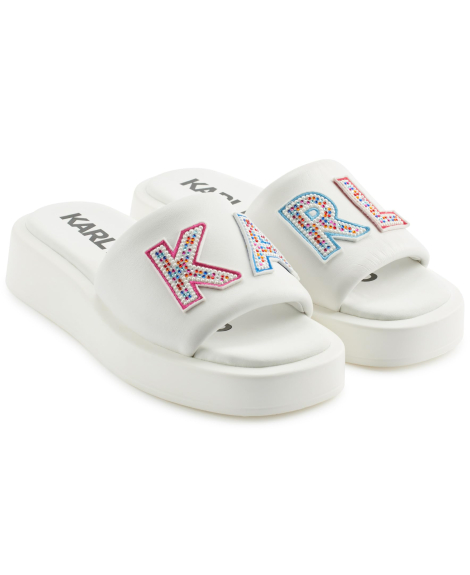 Женские шлепанцы Karl Lagerfeld Paris со стразами 40 (9 US) 25,5 см Белый 1159845270