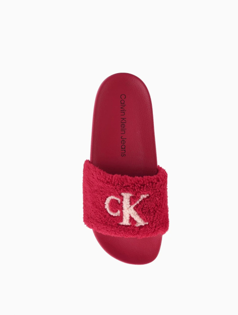 Женские шлепанцы Calvin Klein с мехом 36,5 (6 US) 23,5 см Красный 1159847247