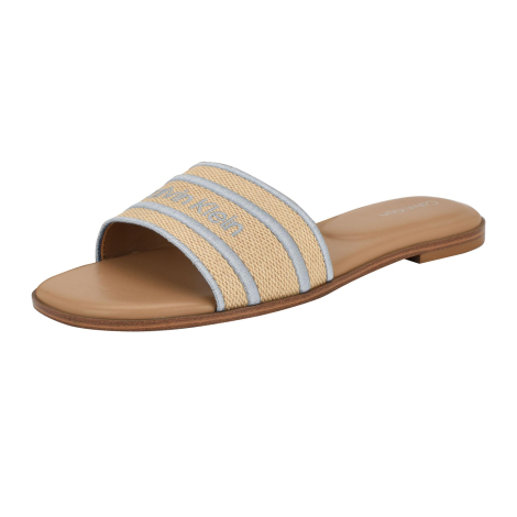 Шлепанцы женские Calvin Klein с логотипом 40 (9,5 US) 26,5 см Бежевый 1159850387