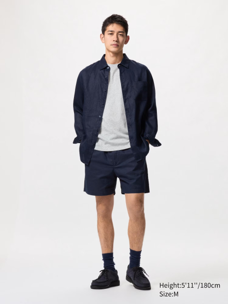 Легкі лляні чоловічі шорти UNIQLO 1159846592 (Синій 3XL)