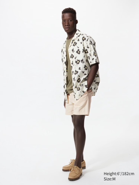 Лёгкие льняные мужские шорты UNIQLO 1159848380 (Бежевый XXL)