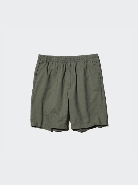 Лёгкие льняные мужские шорты UNIQLO 1159851390 (Оливковый L)