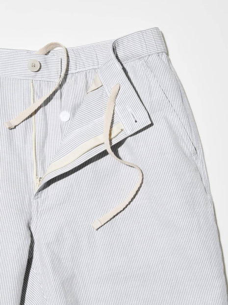 Лёгкие льняные мужские шорты UNIQLO в полоску 1159851452 (Серый 3XL)