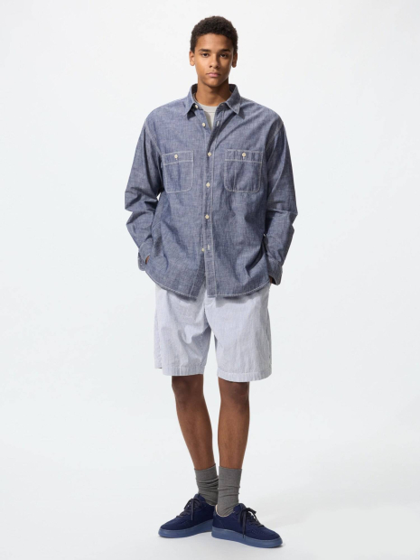 Легкі шорти UNIQLO DRY Stretch в смужку 1159854616 (Синій/Білий 3XL)