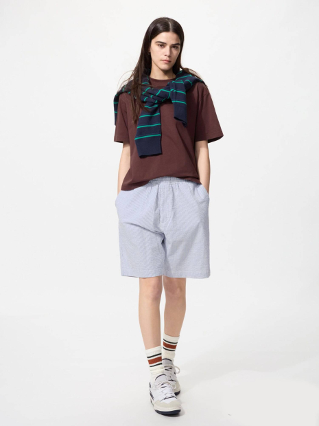 Легкі шорти UNIQLO DRY Stretch в смужку 1159854616 (Синій/Білий 3XL)