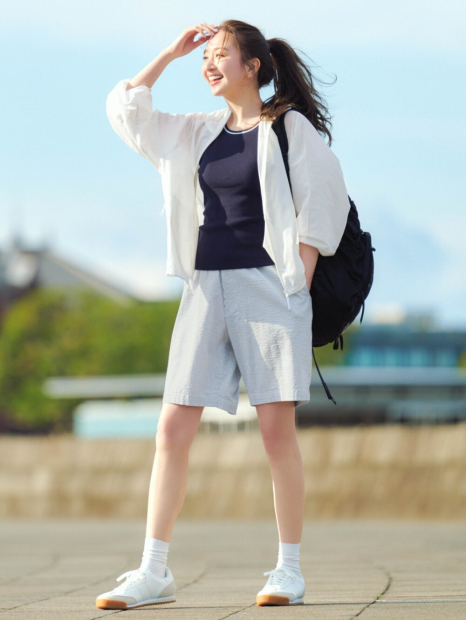 Легкі шорти UNIQLO DRY Stretch в смужку 1159854616 (Синій/Білий 3XL)