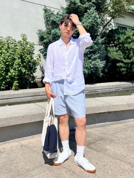 Легкі шорти UNIQLO DRY Stretch в смужку 1159854616 (Синій/Білий 3XL)