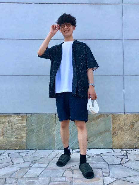 Легкие шорты UNIQLO с принтом 1159860269 (Синий M)