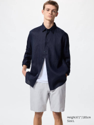 Лёгкие льняные мужские шорты UNIQLO в полоску 1159851452 (Серый 3XL)