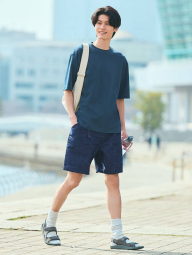 Легкие шорты UNIQLO с принтом 1159860269 (Синий M)