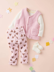 Детские леггинсы на флисе UNIQLO штаны с принтом 1159862554 (Розовый 12-18М) на рост 75-85 см