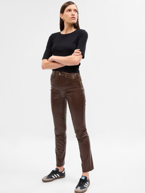 Женские штаны из экокожи GAP 1159839409 (Коричневый 32)