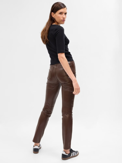 Женские штаны из экокожи GAP 1159839409 (Коричневый 32)
