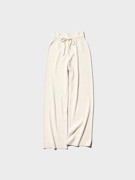 Женские трикотажные штаны UNIQLO в рубчик 1159842667 (Молочный XXL)