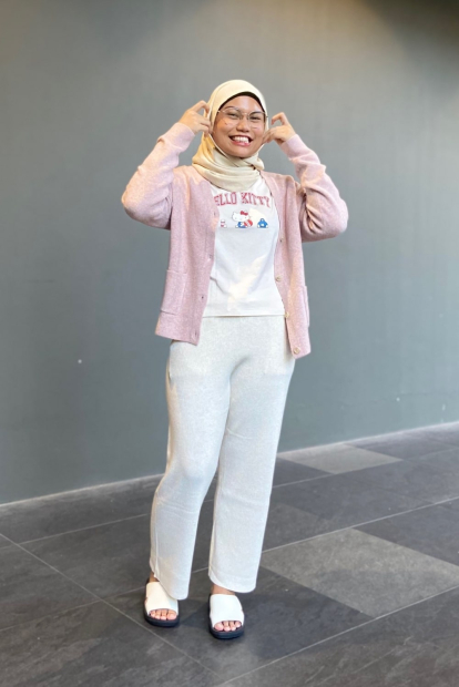 Женские трикотажные штаны UNIQLO в рубчик 1159842667 (Молочный XXL)