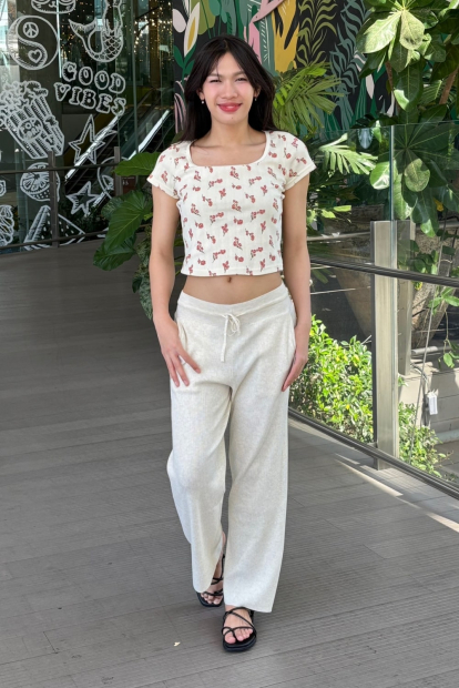 Женские трикотажные штаны UNIQLO в рубчик 1159842667 (Молочный XXL)