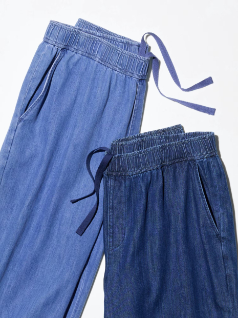 Бавовняні укорочені штани UNIQLO 1159847236 (Блакитний M)