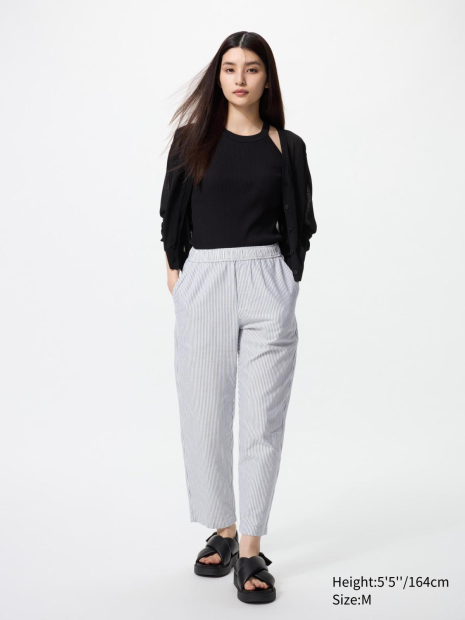 Хлопковые штаны UNIQLO в полоску 1159849973 (Синий/Белый XXL)