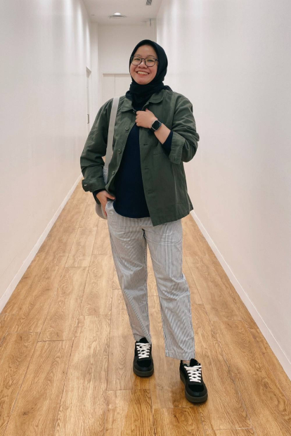 Хлопковые штаны UNIQLO в полоску 1159849973 (Синий/Белый XXL)