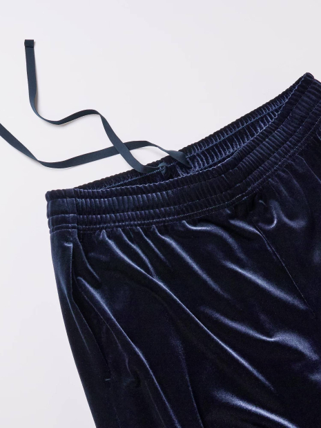 Велюровые брюки UNIQLO свободного кроя 1159851810 (Синий M)