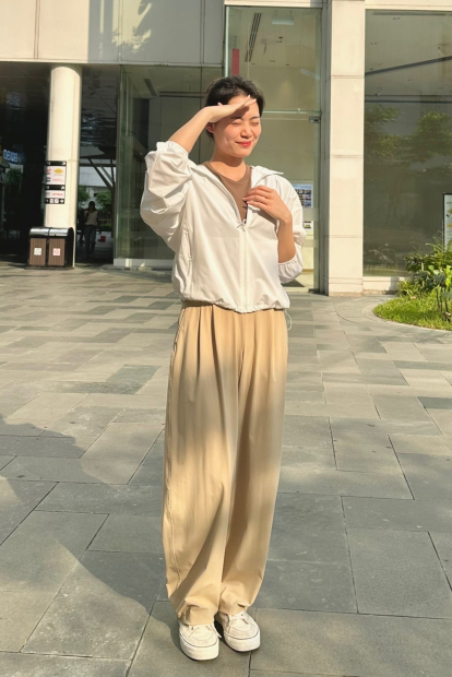 Женские эластичные брюки UNIQLO 1159851956 (Бежевый L)