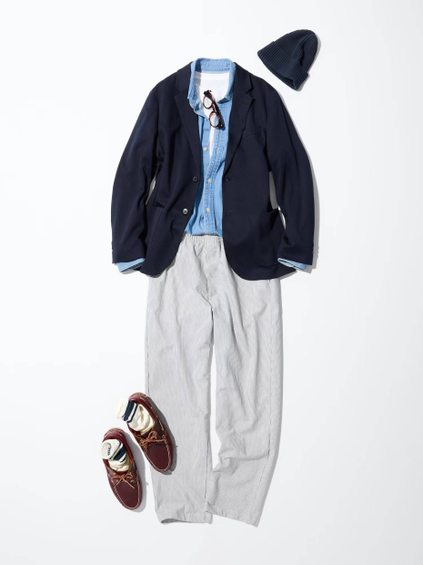 Штани вільного крою UNIQLO в смужку 1159853383 (Білий 3XL)