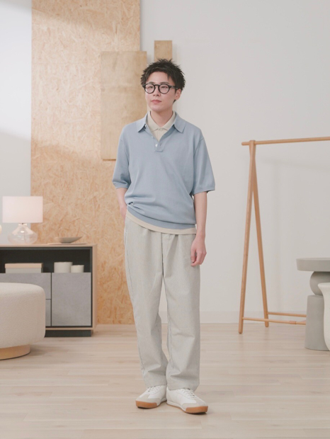 Штани вільного крою UNIQLO в смужку 1159853383 (Білий 3XL)