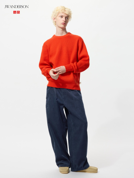 Вельветовые широкие брюки UNIQLO x JW Anderson штаны 1159855883 (Синий XXL)
