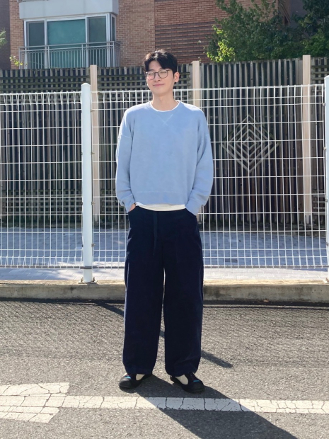 Вельветовые широкие брюки UNIQLO x JW Anderson штаны 1159855883 (Синий XXL)