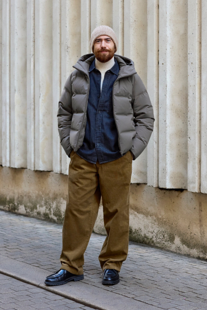 Вельветовые широкие брюки UNIQLO штаны 1159855971 (Коричневый XL)