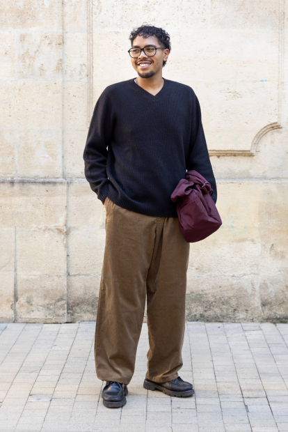 Вельветовые широкие брюки UNIQLO штаны 1159855971 (Коричневый XL)