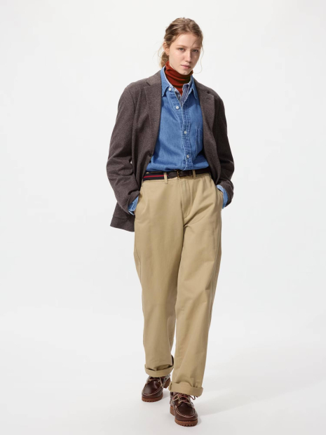 Прямые брюки-чинос UNIQLO 1159862205 (Бежевый 36)