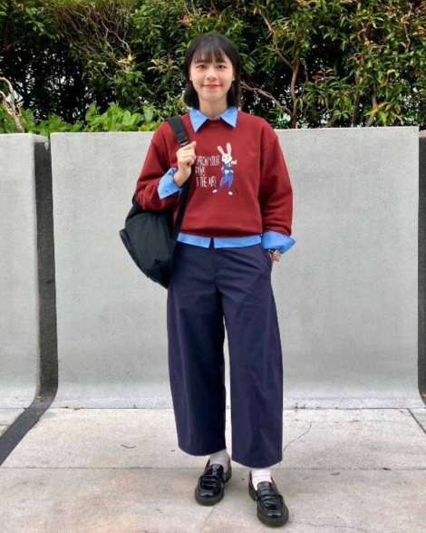 Женские укороченные штаны UNIQLO широкие 1160343862 (Синий XL)