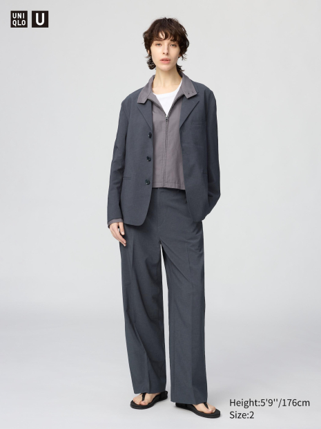 Женские брюки UNIQLO с высокой посадкой 1160679119 (Серый 6)