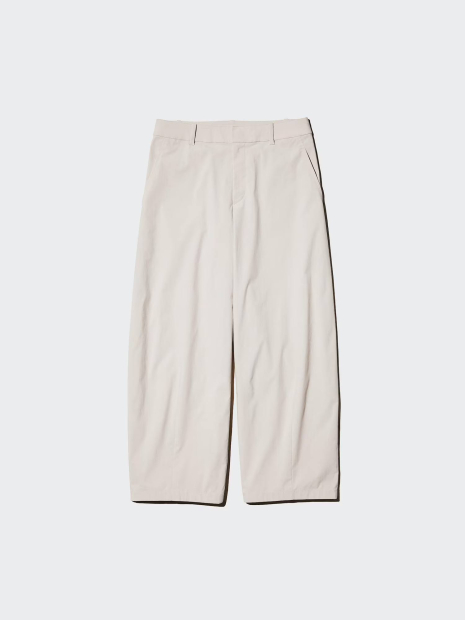 Женские укороченные штаны UNIQLO широкие 1161499346 (Молочный XL)