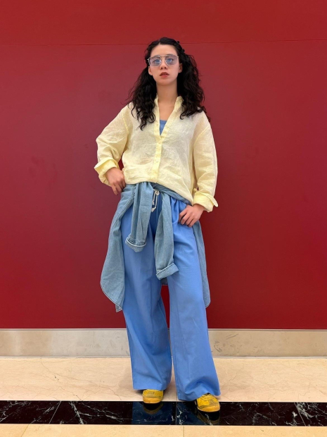 Легкие женские штаны UNIQLO 1163258952 (Голубой XL)