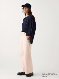 Широкие брюки UNIQLO чинос 1159842099 (Розовый XS)