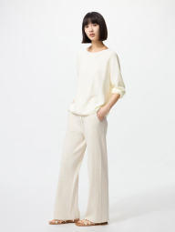 Женские трикотажные штаны UNIQLO в рубчик 1159842667 (Молочный XXL)