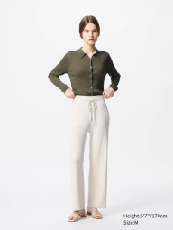 Женские трикотажные штаны UNIQLO в рубчик 1159842667 (Молочный XXL)