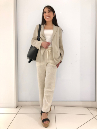 Женские трикотажные штаны UNIQLO в рубчик 1159842667 (Молочный XXL)