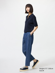 Хлопковые укороченные штаны UNIQLO 1159847235 (Синий S)