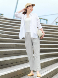 Хлопковые штаны UNIQLO в полоску 1159849973 (Синий/Белый XXL)