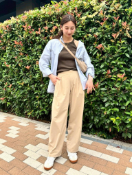 Женские эластичные брюки UNIQLO 1159851956 (Бежевый L)