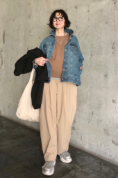 Женские эластичные брюки UNIQLO 1159851956 (Бежевый L)