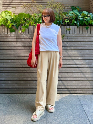 Женские эластичные брюки UNIQLO 1159851956 (Бежевый L)